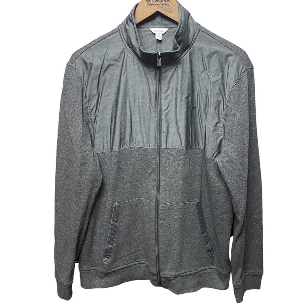 Calvin Klein dressy track zip up Sweatshirt jacket with collar and pockets - Picture 1 of 4